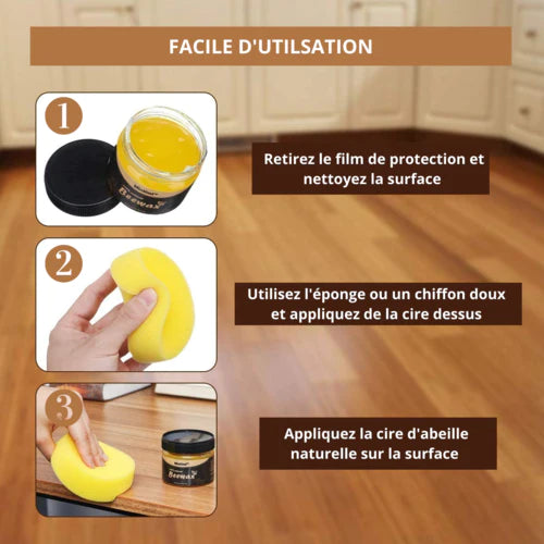BEEWAX Cire d'abeille naturelle rénovatrice de bois