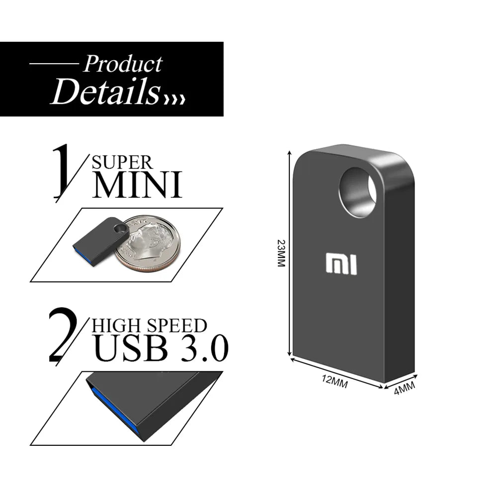 Mini clé USB 3.0 en métal Capacité MAX - Jusqu'à 2TO